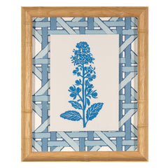 White Meadowsweet Linocut Blue