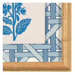 White Meadowsweet Linocut Blue