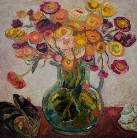 Seashells with Strawflowers