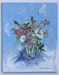 Peonies and Roses in Pale Blue