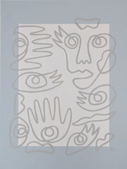 Fingers & Faces in Blue & Grey Mat