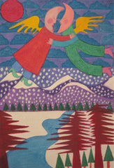 Moon People Over Frozen Mountain Stream