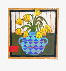 Blue Vase & Yellow Tulips