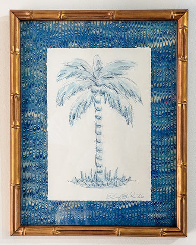 Indigo Toile Palm No. 2