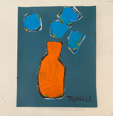 Blue Flowers, Orange Vase