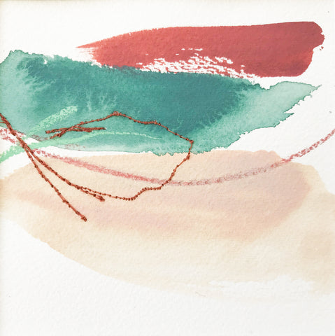Color Study in Green Peach and Red