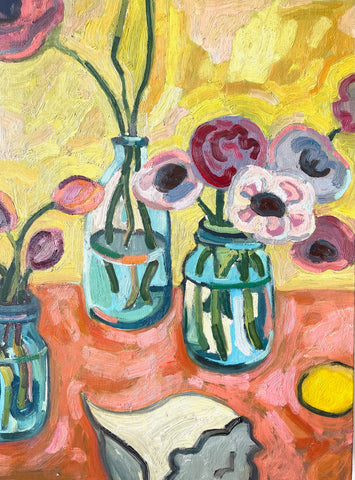 Flowers in Jars by the Sea
