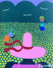 Gathering Flowers (Pink Hat)